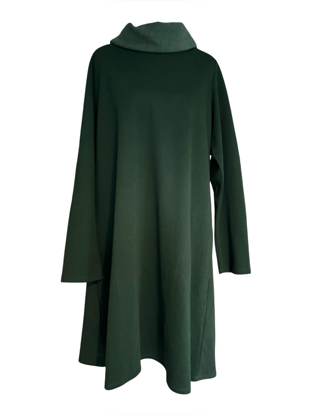 Pure Jill J.Jill Dark Green Brushed Fleece Cowl‎ Neck Tunic Dress Pockets Med M